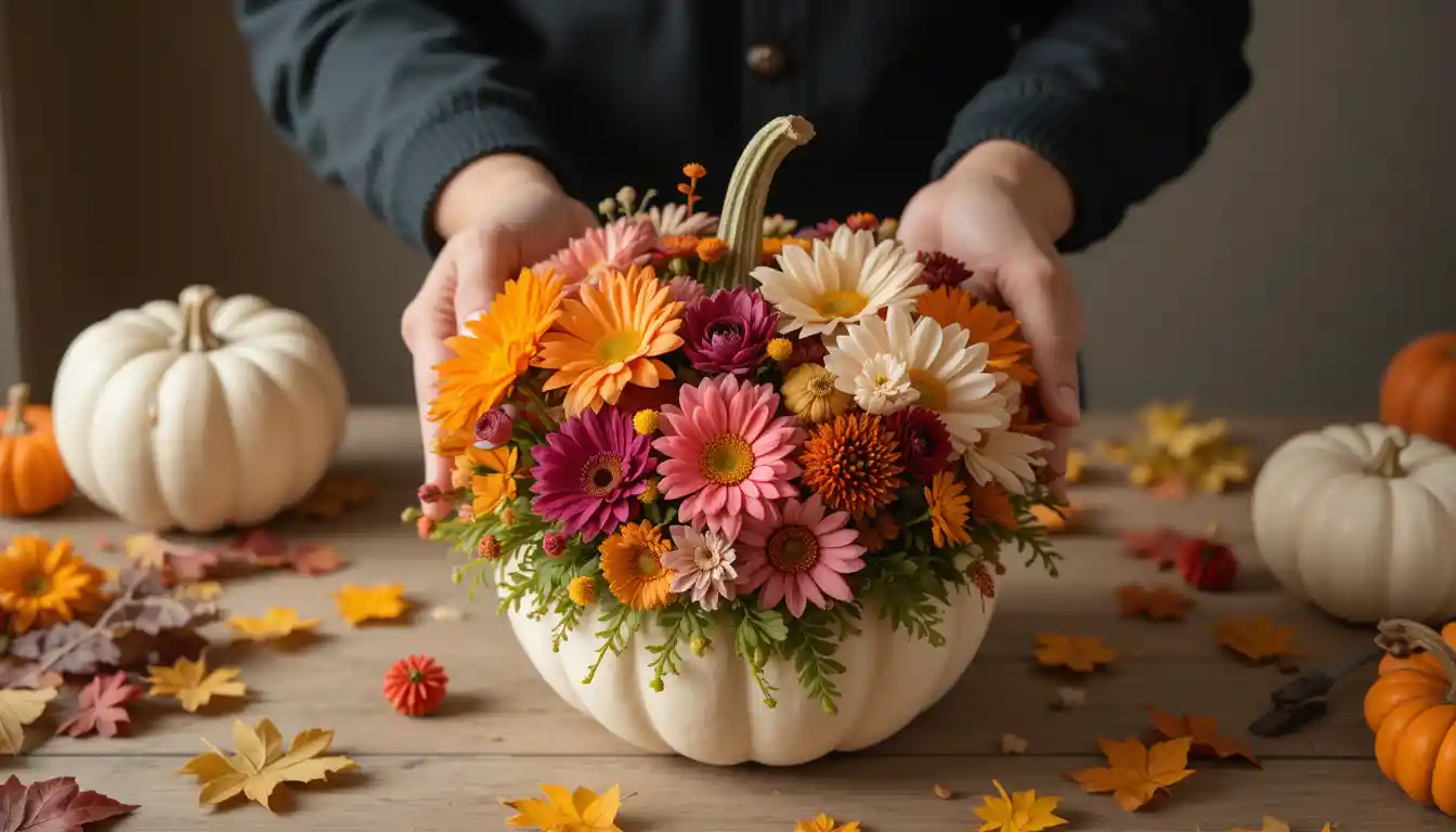 Selecting Flowers and Greenery for a Beautiful Pumpkin Flower Arrangement